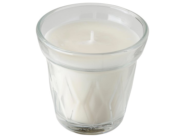 IKEA VÄLDOFT Świeca zapachowa w szkle, kwiat/szkło bezbarwne, 8 cm Świecznik Kategoria Świeczniki i świece