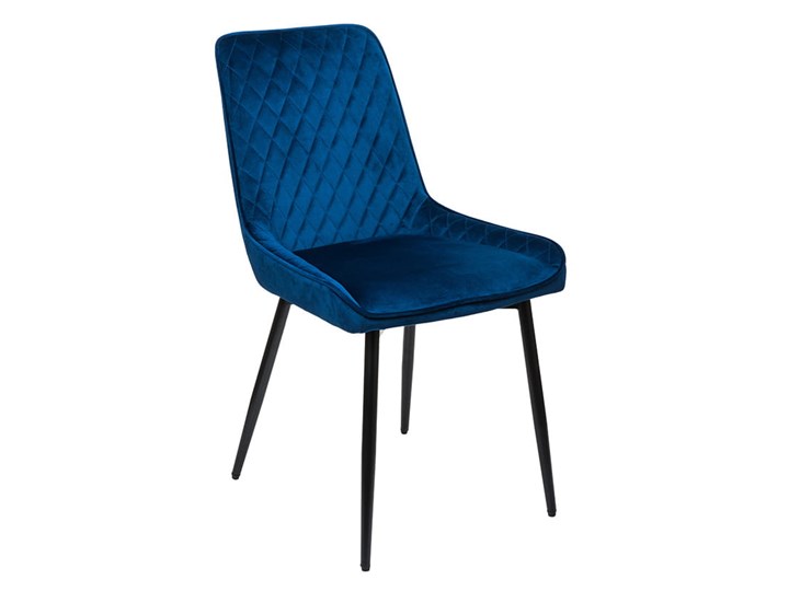 KRZESŁO welurowe LAROSA Granatowe Tkanina Wysokość 84 cm Tworzywo sztuczne Metal Pomieszczenie Jadalnia