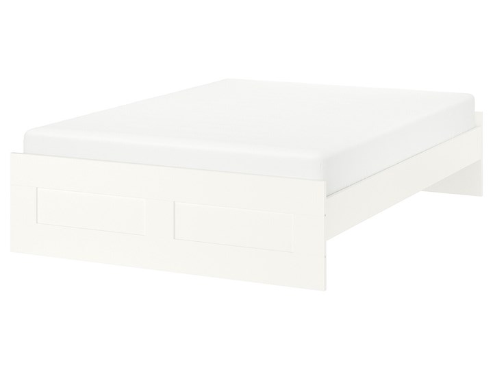 IKEA BRIMNES Rama łóżka, biały/Luröy, 180x200 cm Łóżko drewniane Kategoria Łóżka do sypialni Tkanina Pojemnik na pościel Bez pojemnika