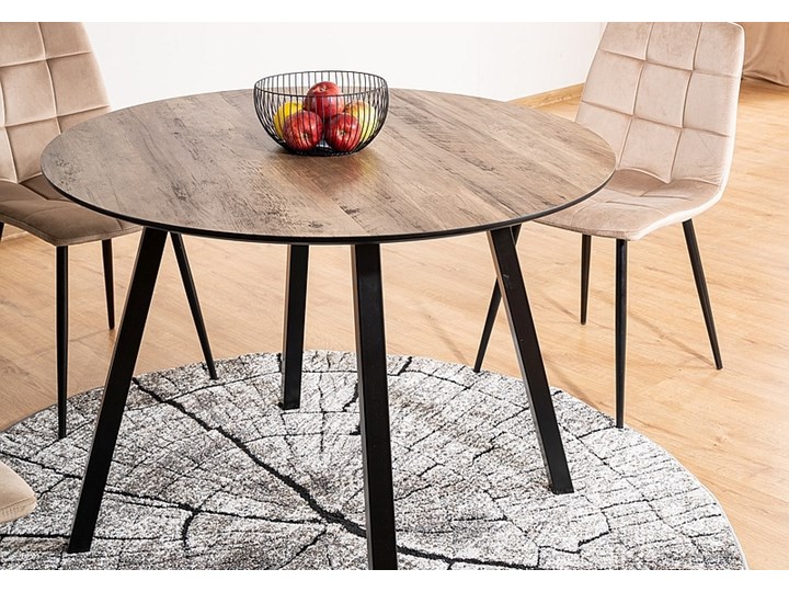 Okrągły stół w stylu loftowym Oakland Długość 100 cm Wysokość 75 cm Metal Szerokość 100 cm Wysokość 100 cm Płyta MDF Rozkładanie