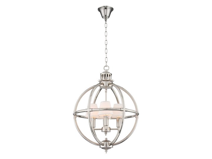 Srebrna lampa wisząca do salonu NEW YORK Chrom Metal Lampa z abażurem Tkanina Kolor Srebrny