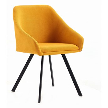 Krzesło BONA żółte nogi czarne tapicerowane z podłokietnikami