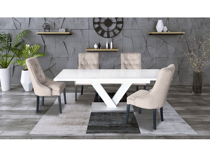 Zestaw stół rozkładany 160x90 cm z krzesłami Drewno Pomieszczenie Stoły do salonu Długość 160 cm Styl Nowoczesny