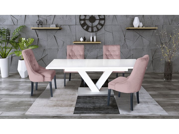Zestaw stół rozkładany 160x90 cm z krzesłami Długość 160 cm Drewno Pomieszczenie Stoły do salonu
