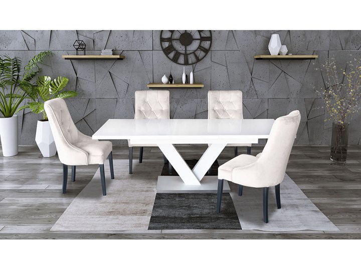 Zestaw stół rozkładany 160x90 cm z krzesłami Długość 160 cm Drewno Pomieszczenie Stoły do salonu