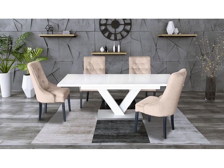 Zestaw stół rozkładany 160x90 cm z krzesłami Długość 160 cm Drewno Rozkładanie Rozkładane