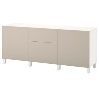 IKEA BESTÅ Kombinacja z szufladami, Biały Lappviken/Stubbarp/jasnoszary/beżowy, 180x42x74 cm