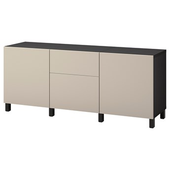 IKEA BESTÅ Kombinacja z szufladami, Czarnybrąz/Lappviken/Stubbarp jasny szaro-beżowy, 180x42x74 cm