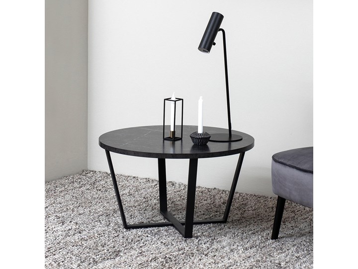 Stolik kawowy Hagley Ø77 cm czarny Kształt blatu Okrągłe Wysokość 44 cm Marmur Metal Styl Nowoczesny
