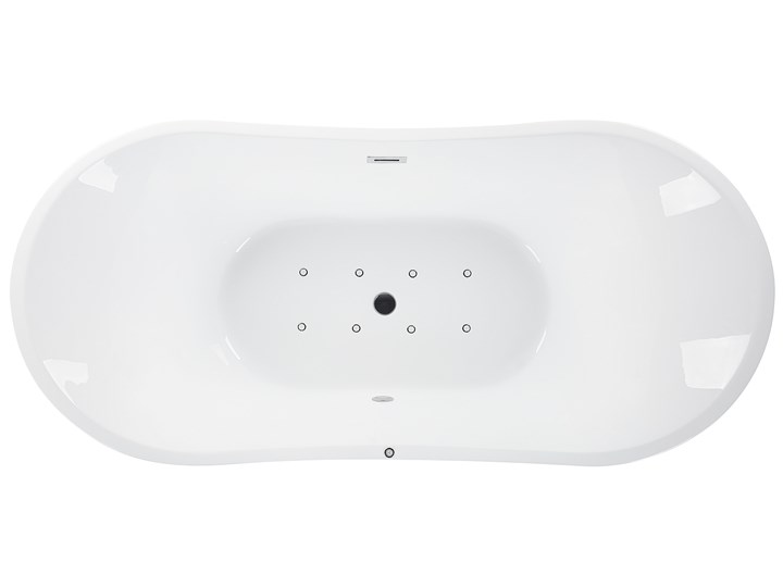 Wanna wolnostojąca czarna akrylowa 181 x 86 cm LED hydromasaż system przelewowy owalna retro Wolnostojące Kolor Czarny