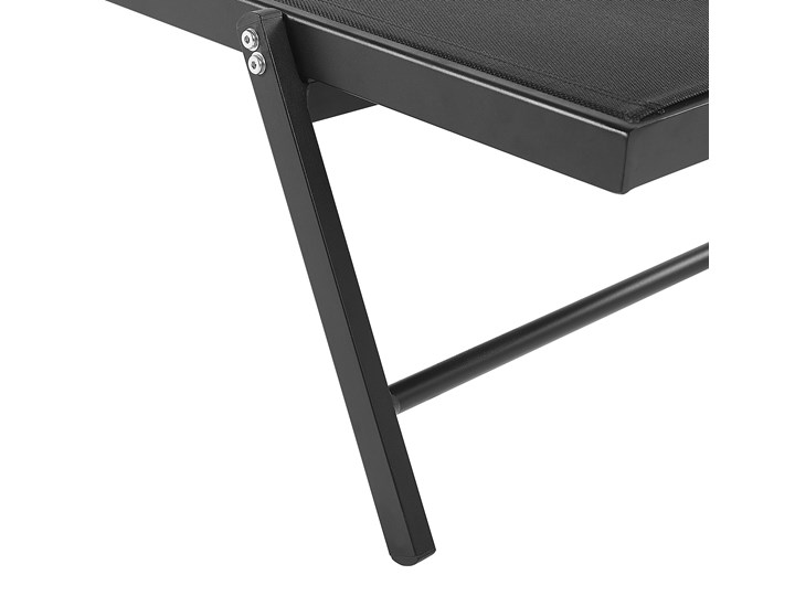 Leżak ogrodowy czarny aluminium i siatka 198 x 61 cm regulowany zagłówek z kółkami ogród patio Z regulowanym oparciem Styl Nowoczesny Kategoria Leżaki ogrodowe