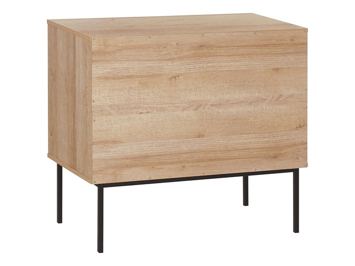 Komoda dwudrzwiowa jasne drewno rattanowy front 72 x 80 cm boho plecionka metalowe nogi Z szafkami Pomieszczenie Sypialnia Pomieszczenie Salon