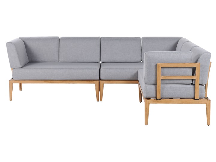 Ogrodowy zestaw wypoczynkowy szary aluminiowa rama poliesterowe poduszki 2 stoliki zestaw na taras Zestawy wypoczynkowe Zawartość zestawu Sofa Tworzywo sztuczne Zestawy modułowe Aluminium Styl Nowoczesny