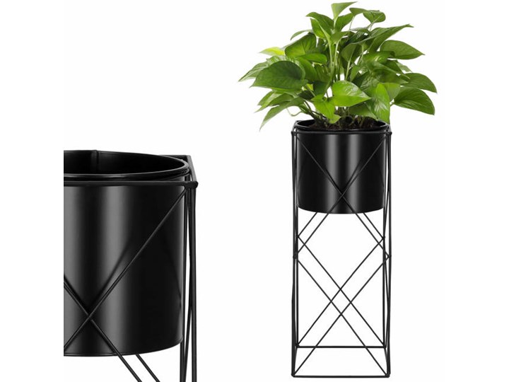 Stojący kwietnik 53 cm stojak z doniczką na kwiaty nowoczesny loft czarny mat Metal Kategoria Doniczki i kwietniki