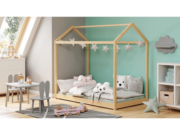 Dziecięce sosnowe łóżko domek 165x88 - Melody Drewno Domki Płyta MDF Kategoria Łóżka dla dzieci