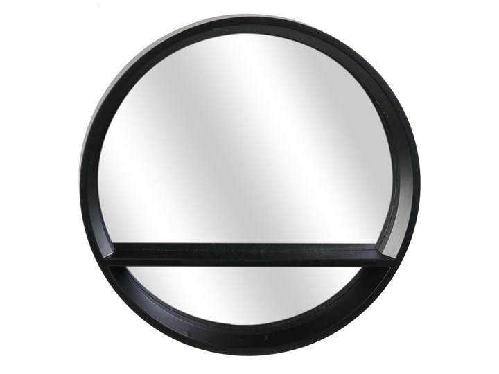 Czarne lustro z półką - Shimi Okrągłe Styl Industrialny