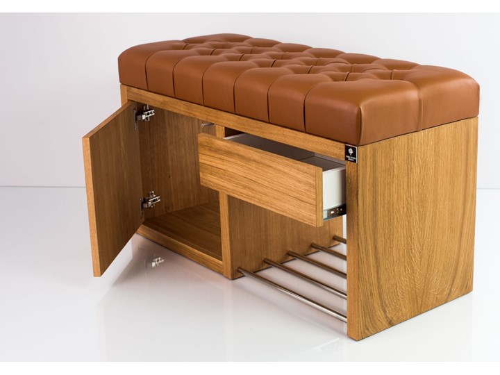 Ławka Szafka Pufa Pikowane Siedzisko Ekoskóra Cappucino LPS-7 Rozmiary od 50 cm do 200 cm Pikowana Materiał nóżek Drewno Kategoria Ławki do salonu