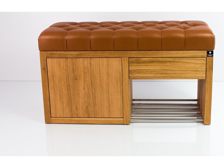 Ławka Szafka Pufa Pikowane Siedzisko Ekoskóra Cappucino LPS-7 Rozmiary od 50 cm do 200 cm Pikowana Materiał obicia Tkanina Pomieszczenie Salon