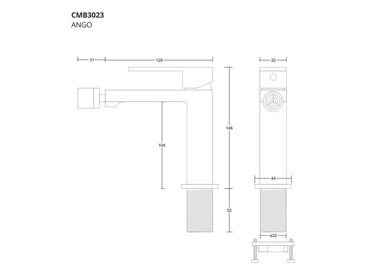 Bateria bidetowa Corsan CMB3023CH Ango chromowana Kolor Czarny