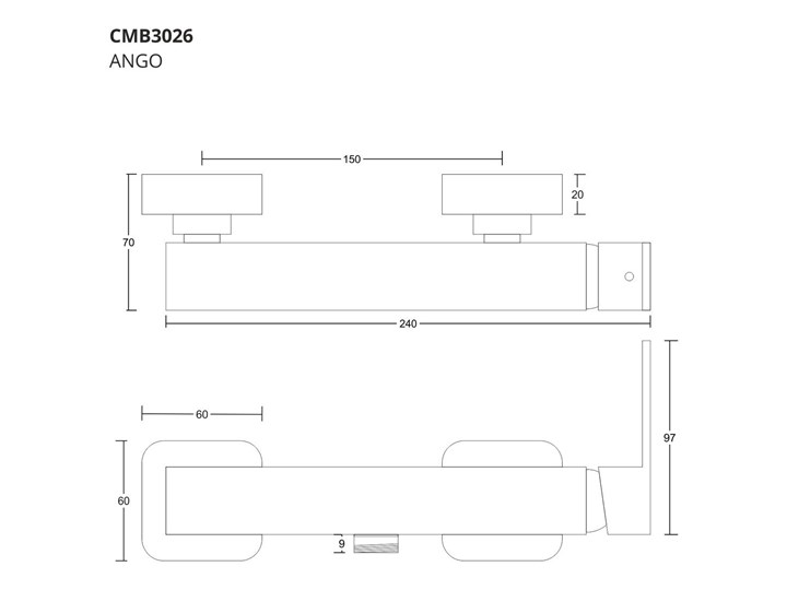 Bateria prysznicowa Corsan CMB3026BL Kolor Czarny Kategoria Baterie łazienkowe