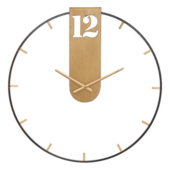 Czarny zegar ścienny z elementami w kolorze złota Mauro Ferretti Goldy, ø 60 cm