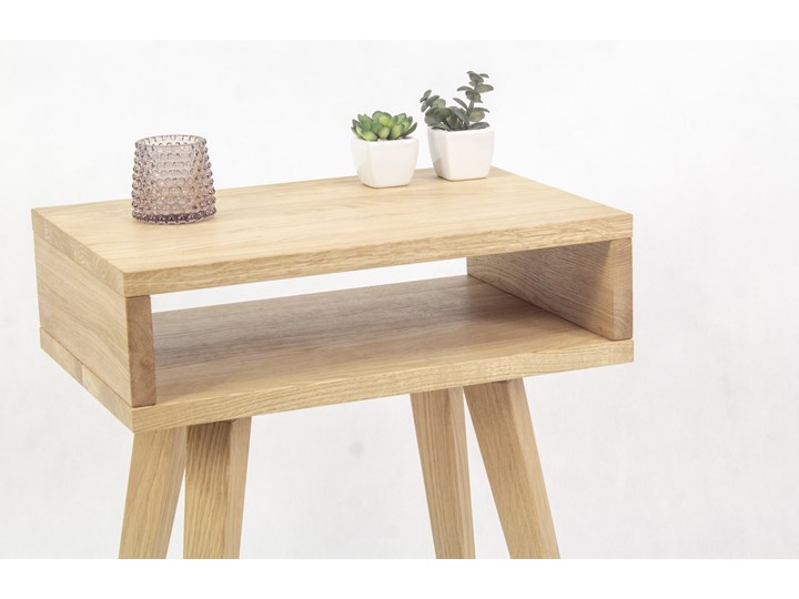 Dębowe Biurko Skandynawskie Lea z szufladą i półką - dębowy front, styl skandynawski Szerokość 88 cm Biurko konsola Płyta MDF Głębokość 50 cm Styl Nowoczesny