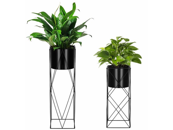 Stojący kwietnik 2 szt. stojak z doniczką na kwiaty nowoczesny loft 70, 53 cm czarny mat