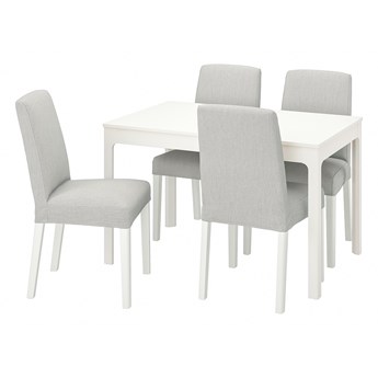 IKEA EKEDALEN / BERGMUND Stół i 4 krzesła, biały/Orrsta jasnoszary/biały, 120/180 cm
