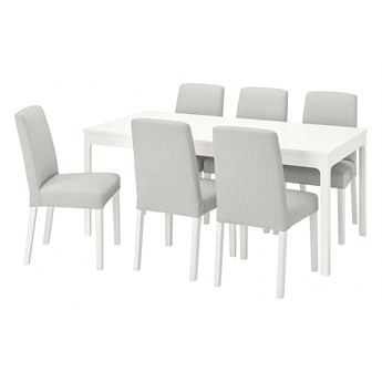 IKEA EKEDALEN / BERGMUND Stół i 6 krzeseł, biały/Orrsta jasnoszary/biały, 180/240 cm