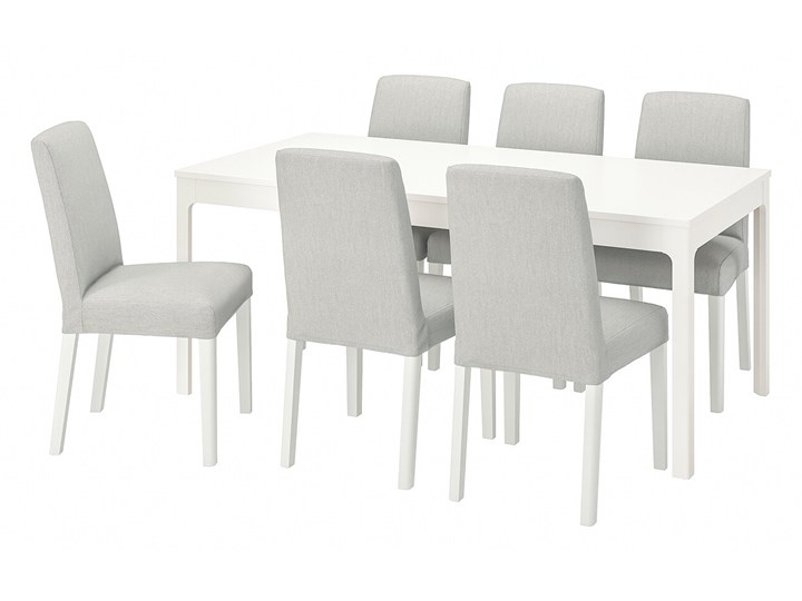 IKEA EKEDALEN / BERGMUND Stół i 6 krzeseł, biały/Orrsta jasnoszary/biały, 180/240 cm Liczba krzeseł 8 krzeseł Kategoria Stoły z krzesłami