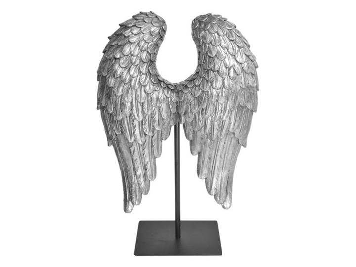 FIGURKA DEKORACYJNA NA CZARNYM POSTUMENCIE WINGS SILVER 21X8X32CM Kolor Srebrny Kategoria Figury i rzeźby