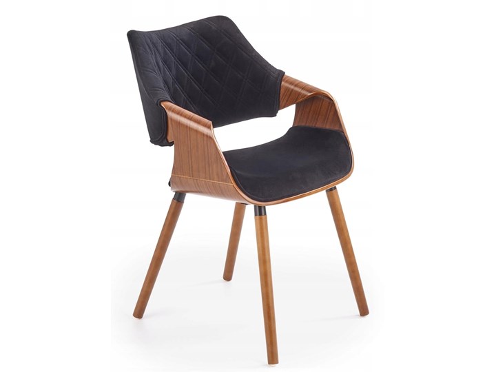 Krzesło K396 Czarny Orzech Loft do Jadalni Tkanina Drewno Krzesło inspirowane Welur Wysokość 77 cm Pikowane Tapicerowane Głębokość 55 cm Styl Klasyczny Szerokość 56 cm Pomieszczenie Jadalnia