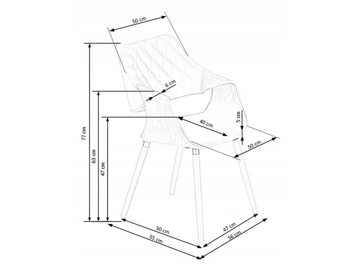 Krzesło K396 Czarny Orzech Loft do Jadalni Tkanina Drewno Welur Tapicerowane Krzesło inspirowane Głębokość 55 cm Wysokość 77 cm Pikowane Szerokość 56 cm Pomieszczenie Jadalnia Styl Industrialny