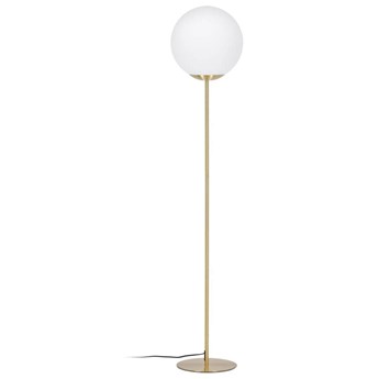 Lampa podłogowa metalowa złota klosz szklany biały Ø30x150 cm