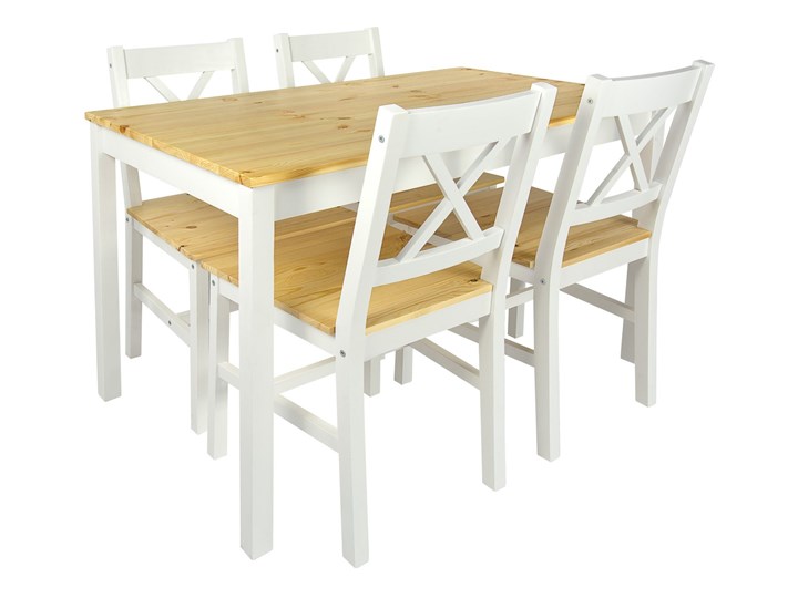 Stół do kuchni, jadalni, salonu + 4 krzesła White/Pine Kolor Biały