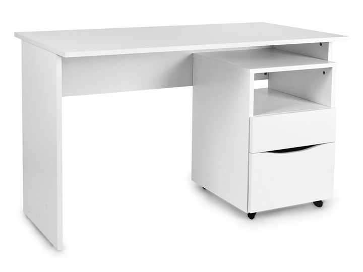 Zestaw: Białe biurko + szafka na kółkach Płyta meblowa Szerokość 114 cm Głębokość 60 cm Szerokość 46 cm Pomieszczenie Biuro