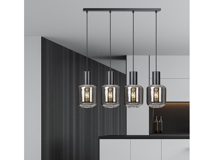 INGVAR 4 BLACK 1014/4 lampa wisząca klosze szklane tuby regulowana nowoczesna Lampa z kloszem Metal Szkło Kategoria Lampy wiszące