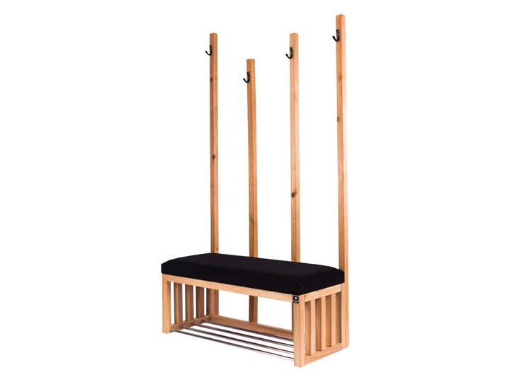 Ławka Szafka Pufa Tapicerowana Siedzisko Gładkie Czarny Wieszak LGS-67 Rozmiary od 50 cm do 200 cm Pomieszczenie Przedpokój