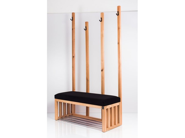 Ławka Szafka Pufa Tapicerowana Siedzisko Gładkie Czarny Wieszak LGS-67 Rozmiary od 50 cm do 200 cm Pomieszczenie Przedpokój Materiał obicia Tkanina