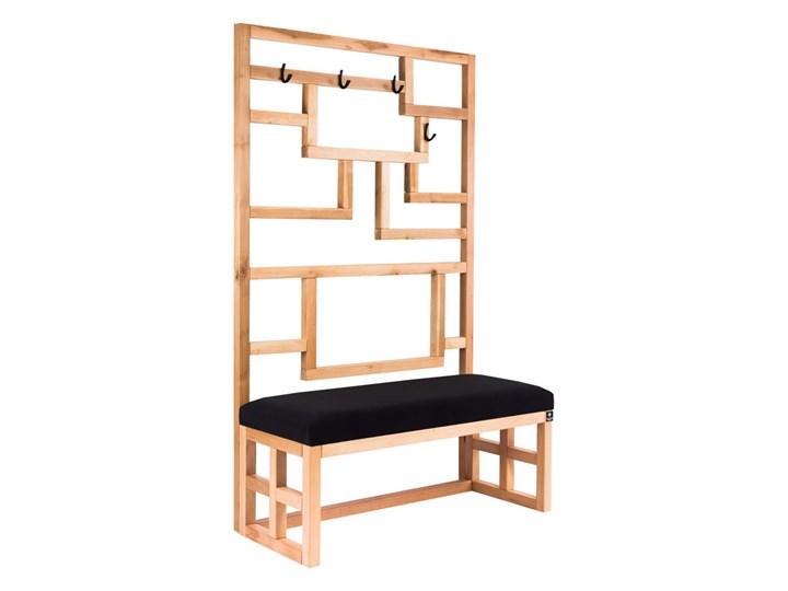 Ławka Szafka Pufa Tapicerowana Siedzisko Gładkie Czarny Wieszak LGS-70 Rozmiary od 50 cm do 200 cm Materiał nóżek Drewno