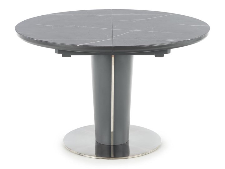Okrągły stół Ricardo ze szklanym blatem w imitacji marmuru Wysokość 120 cm Metal Płyta MDF Szkło Długość 120 cm Szerokość 120 cm Stal Długość 160 cm Rozkładanie