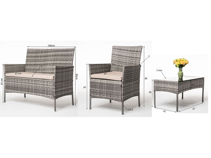 MEBLE OGRODOWE RATTAN TECHNORATTAN P50406 SZARE Stoły z krzesłami Kolor Beżowy