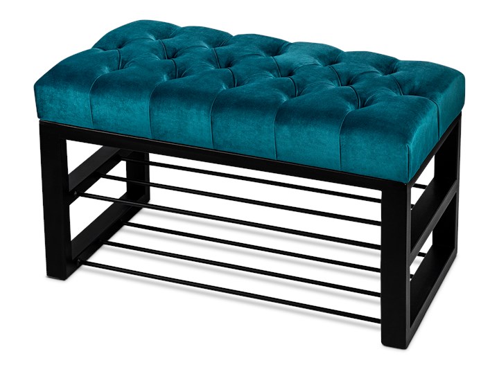 Ławka Pikowana do przedpokoju Industrialna SHELF LOREN - LOFT Pomieszczenie Garderoba Materiał nóżek Metal