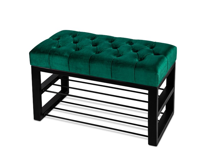 Ławka Pikowana do przedpokoju Industrialna SHELF VELVET - LOFT Pomieszczenie Salon Kategoria Ławki do salonu
