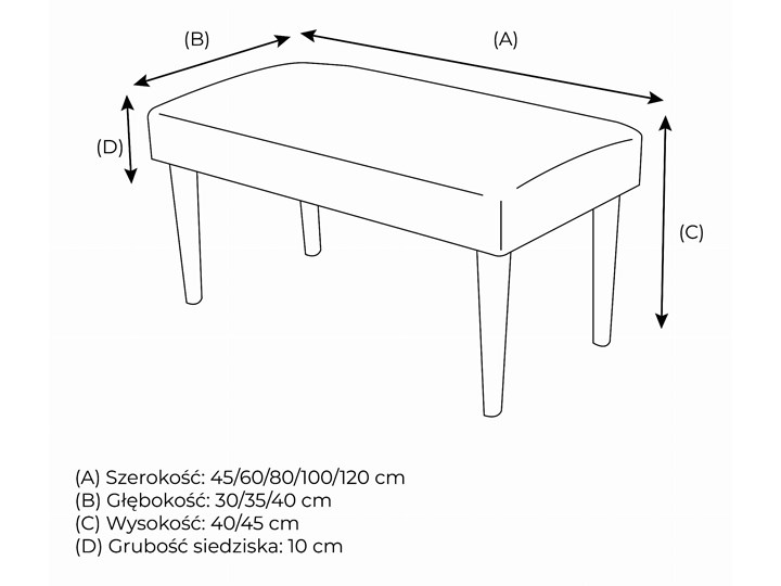 Ławka tapicerowana PALM Materiał nóżek Drewno