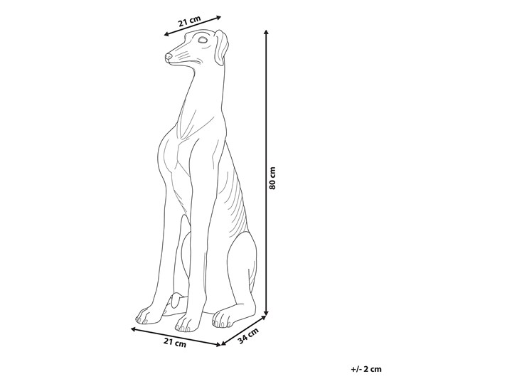 Figura dekoracyjna podłogowa srebrna pies chart 80 cm
