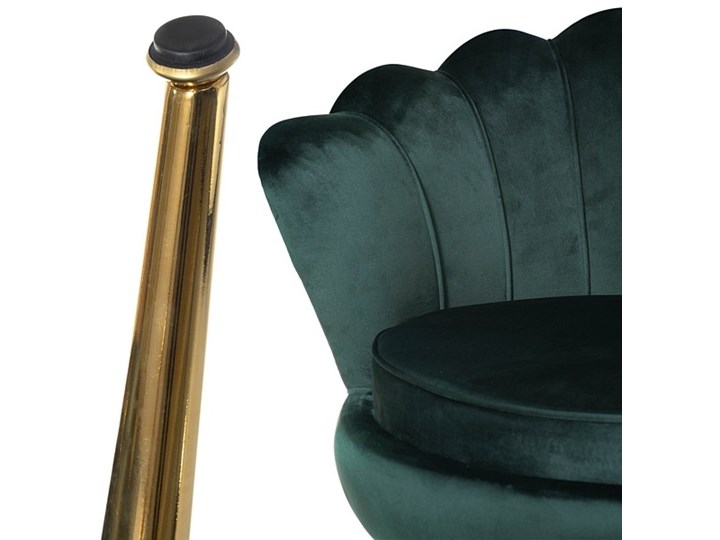 Muszelka fotel ciemnozielony - welur Styl Nowoczesny Tkanina Metal Fotel inspirowany Fotel pikowany Fotel muszelka Kategoria Fotele do salonu