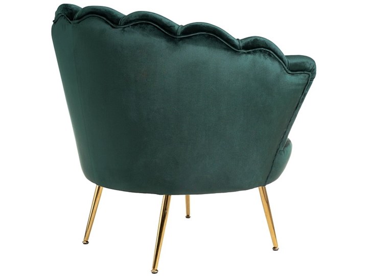 Muszelka fotel ciemnozielony - welur Tkanina Fotel pikowany Metal Fotel inspirowany Fotel muszelka Styl Nowoczesny
