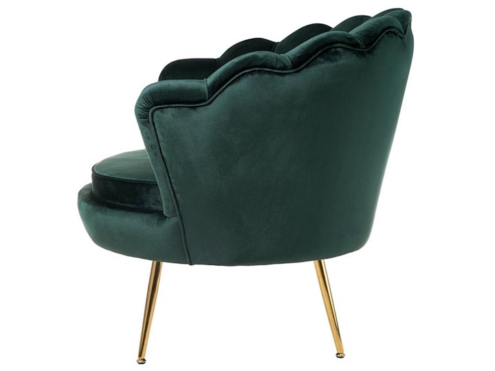 Muszelka fotel ciemnozielony - welur Fotel inspirowany Tkanina Fotel muszelka Metal Fotel pikowany Styl Nowoczesny