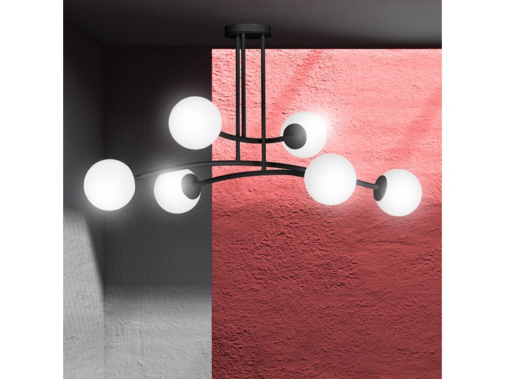 HALLDOR 6 BLACK 1024/6 oryginalna lampa sufitowa czarna LOFT szklane mleczne klosze